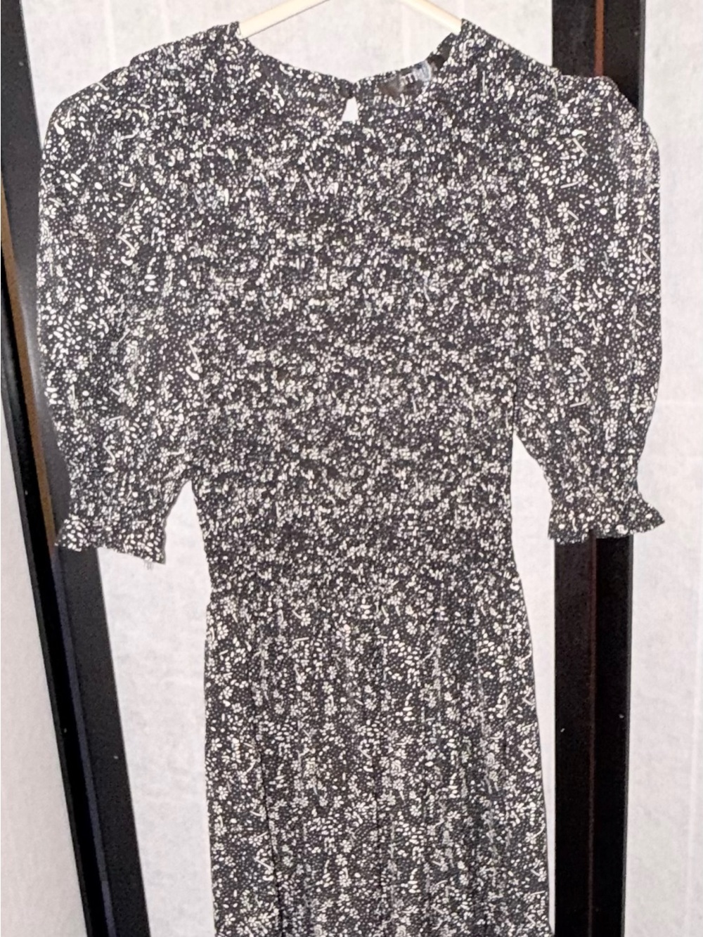 Black and White Floral Midi Dress - Women's